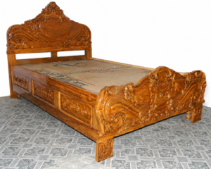 Royal Hand-Carved Wooden Bed (Classic Design)