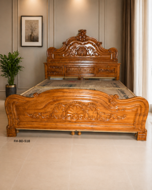 Heritage Royal Hand-Carved Wooden Bed