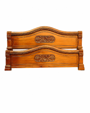 Classic Carved Wooden Bed Headboard & Footboard Set