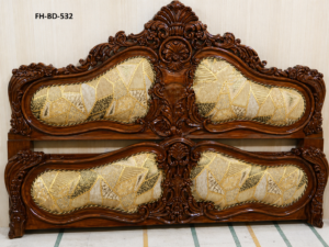Royal Velvet Crest Upholstered Carved Headboard (FH-BD-532)