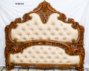 Royal Florentine Carved Upholstered Bed Headboard