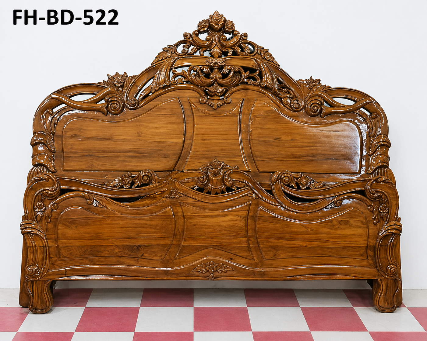 Royal Carved Wooden Bed Headboard (FH-BD-522)