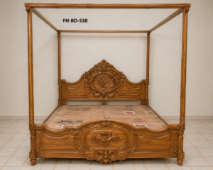 Royal Heritage Canopy Carved Wooden Bed