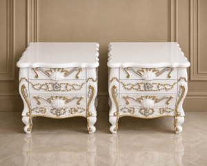 Elegant Carved Bedside Table Set – FH-BD-584
