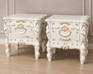 Royal Ivory Luxe Bedside Table Set (Set of 2)