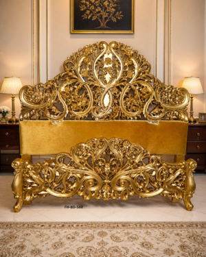 The Royal Crest – Signature Gold Carved Headboard