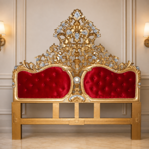 Crimson Crown – Royal Gold Velvet Headboard