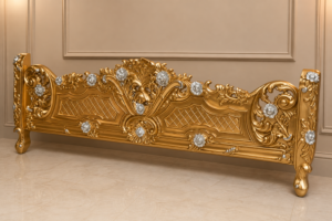 Royal Aurelius Hand-Carved Gold Bed Back Panel
