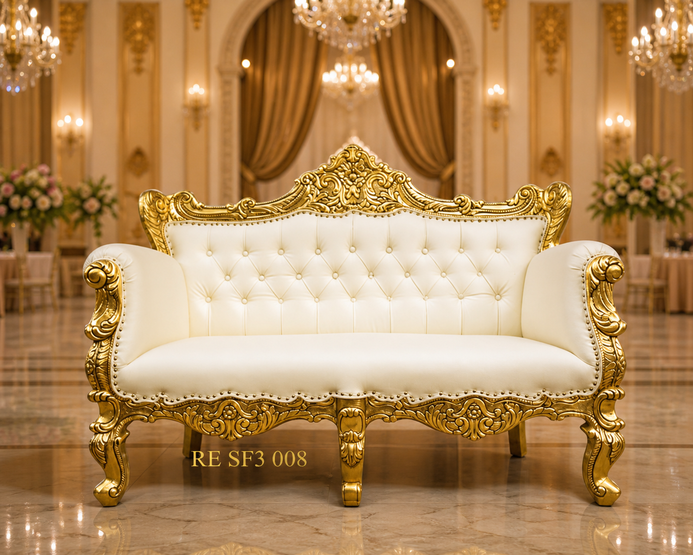 Imperial Elegance – Gold Carved Luxury Sofa