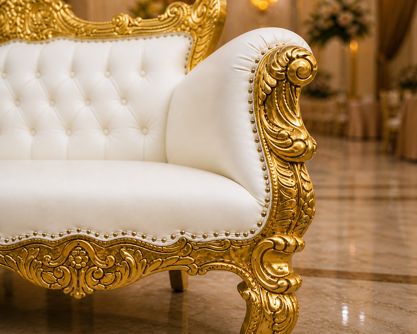 Imperial Elegance – Gold Carved Luxury Sofa - Image 2