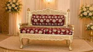Vintage Floral Hand-Carved Royal Bench