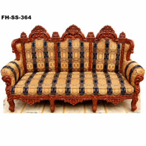Royal Hand-Carved Wooden 3-Seater Sofa