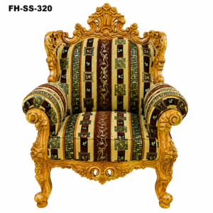 Royal Hand-Carved Wooden Accent Armchair
