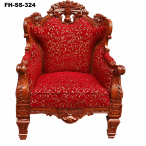 Royal High-Back Hand-Carved Wooden Armchair