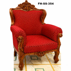 Classic Royal Hand-Carved Wooden Armchair