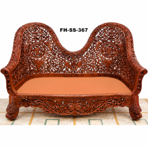 Luxury Hand-Carved Wooden Love Seat Sofa
