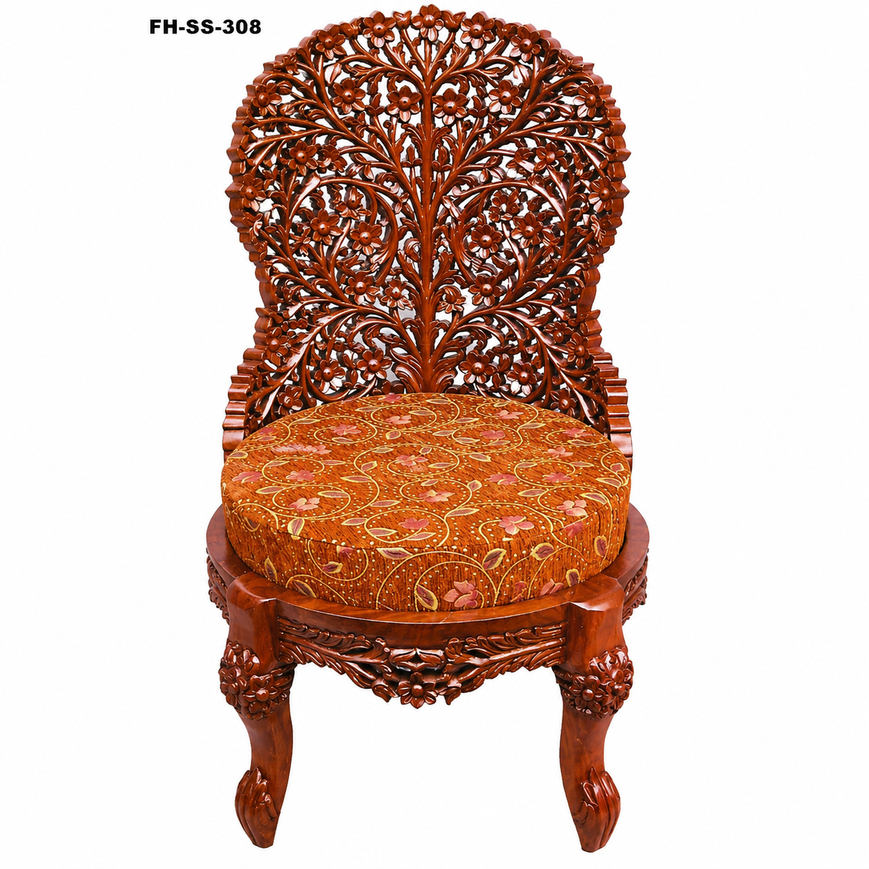 Tree of Life Hand-Carved Wooden Accent Chair