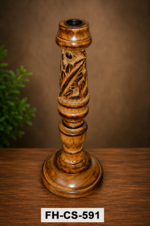 A beautifully handcrafted Floral Wooden Decorative Candle Holder featuring a rich natural wood finish, elegant hand-carved floral and leaf detailing, and a sturdy round pedestal base. Designed to bring warmth and timeless charm to any space, this decorative candle holder is perfect for home décor, festive celebrations, hotels, restaurants, and gifting.