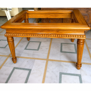 Premium Solid Wood Coffee Table Frame | Luxury Rectangular Center Table Base | Classic Designer Table | Natural Teak Finish