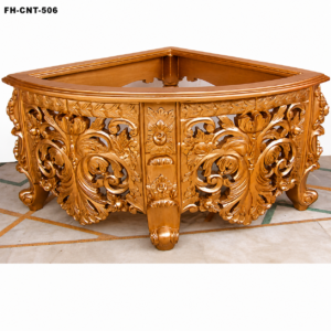 Luxury Hand-Carved Wooden Corner Table with Glass Top | Antique Gold Finish | Classic Decorative Side Table