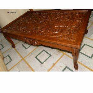 Luxury Hand-Carved Solid Wood Coffee Table | Premium Designer Center Table | Floral Carved Living Room Table | Dark Walnut Finish