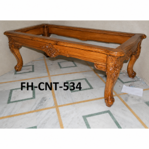 Premium Solid Wood Coffee Table Frame | Luxury Glass Top Center Table Base | Handcrafted Living Room Table | Natural Teak Finish
