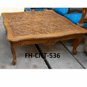Handcrafted Solid Wood Carved Coffee Table | Luxury Wooden Center Table
