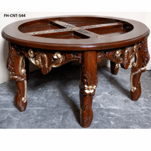 Luxury Round Solid Wood Coffee Table | Handcrafted Designer Center Table