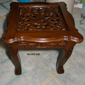 Handcrafted Solid Wood End Table | Carved Wooden Side Table | Decorative Accent Table