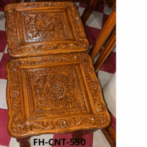 Handcrafted Solid Wood Nesting Side Table Set | Luxury Carved End Tables (Set of 2)