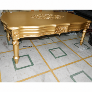 Handcrafted Solid Wood Coffee Table | Luxury Center Table | Antique Gold Finish