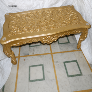Luxury Handcrafted Solid Wood Coffee Table | Antique Gold Finish | Designer Center Table
