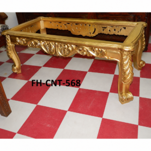 Luxury Handcrafted Solid Wood Coffee Table Frame | Antique Gold Finish
