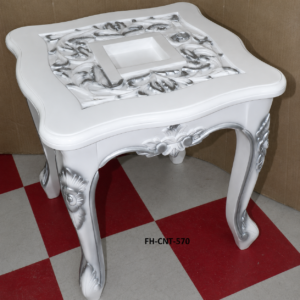 Luxury Handcrafted Solid Wood End Table | Elegant White Finish | Designer Side Table