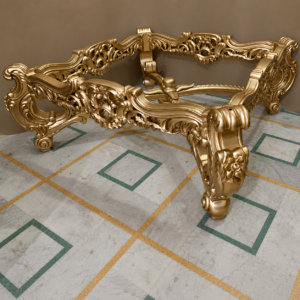 Luxury Handcrafted Solid Wood Coffee Table Frame | Royal Designer Center Table Base | Antique Gold Finish