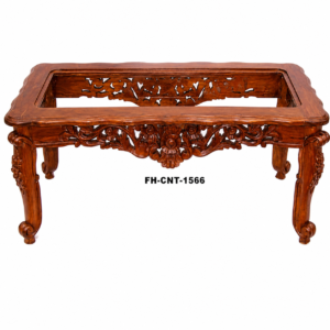 Handcrafted Solid Wood Coffee Table Frame | Classic Carved Center Table Base