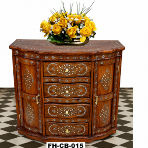 Handcrafted Solid Wood Bone Inlay Sideboard Cabinet | Luxury Storage Cabinet with Drawers & Doors