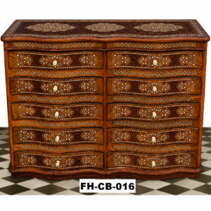 Handcrafted Solid Wood Bone Inlay Chest of Drawers | 10 Drawer Wooden Storage Cabinet | Luxury Dresser