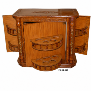 Handcrafted Solid Wood Mini Home Bar Cabinet | Foldable Bar Unit with Bottle & Glass Storage