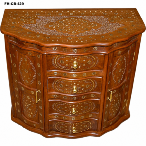 Handcrafted Solid Wood Sideboard Cabinet | 4 Drawer Storage Cabinet with Bone Inlay Design