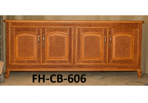 Handcrafted Solid Wood 4-Door Sideboard Cabinet | Luxury Carved Buffet & Storage Cabinet