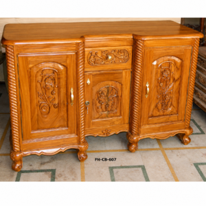 Handcrafted Solid Wood 3-Door Sideboard Cabinet | Luxury Carved Buffet & Storage Cabinet