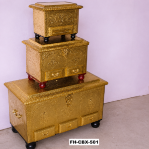 Handcrafted Decorative Wooden Storage Trunk Set | Vintage Treasure Chest with Drawers | Premium Wooden Nesting Boxes (Set of 3)