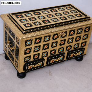 Luxury Handcrafted Wooden Storage Trunk | Decorative Treasure Chest with Drawers | Premium Vintage Keepsake Box