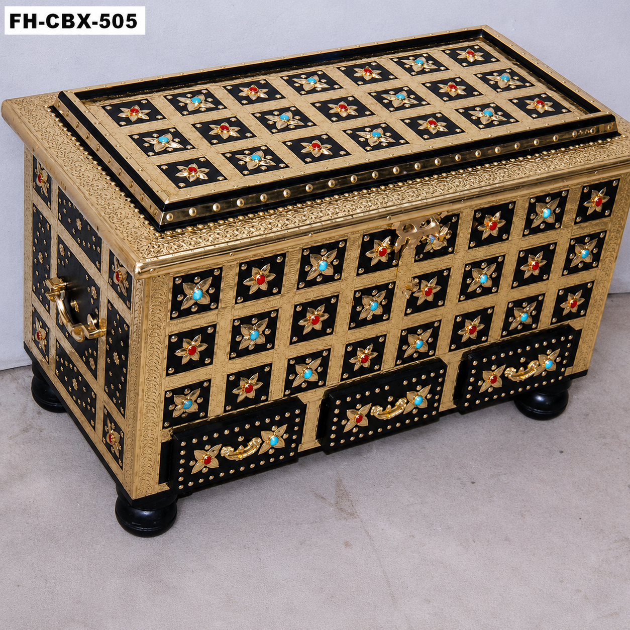 Luxury Handcrafted Wooden Storage Trunk | Decorative Treasure Chest with Drawers | Premium Vintage Keepsake Box