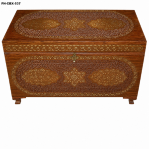 Luxury Handcrafted Wooden Storage Chest | Premium Solid Wood Treasure Trunk with Brass Inlay | Decorative Blanket & Keepsake Box