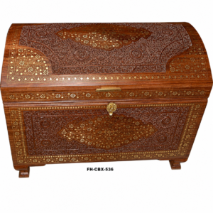 Luxury Handcrafted Curved Wooden Storage Chest | Carved Solid Wood Treasure Trunk | Premium Blanket & Keepsake Box