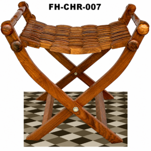 Handcrafted Solid Wood Folding Stool | Rustic Wooden Accent Stool | Portable Foldable Wooden Seat