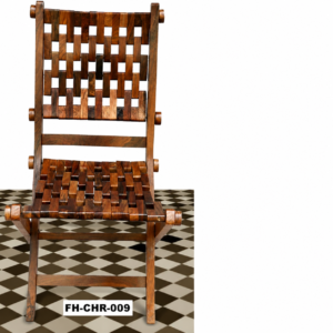Handcrafted Solid Wood Folding Chair | Rustic Wooden Slatted Chair | Portable Foldable Accent Chair