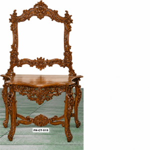Luxury Hand-Carved Solid Wood Console Table with Decorative Mirror